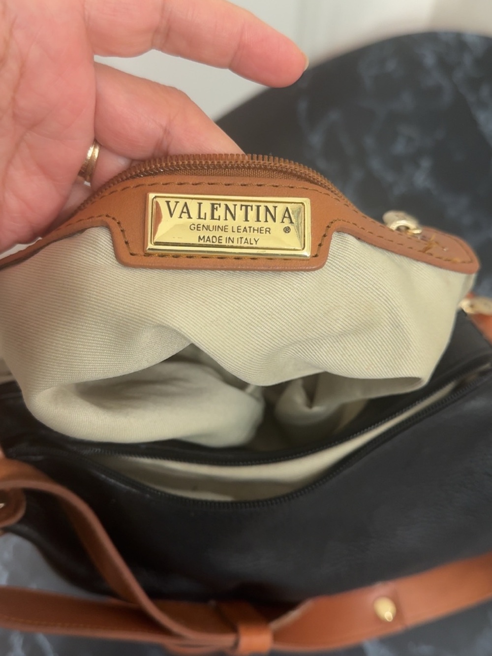 Valentina Pebbled Genuine Leather Black Bucket Sling Bag Backpack AUTHENTIC - Picture 14 of 15